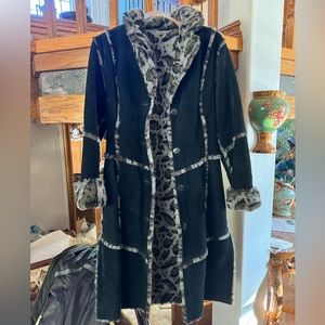 Reversible designer leather coat